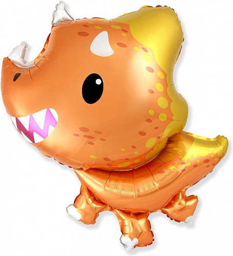 FM фигура 902858 Динозаврик Трицератопс Оранжевый МИНИ 14" фольгированный шар 